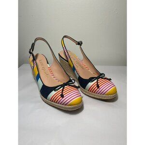 Kate Spade Panama Nights Slingback Striped Espadrille Wedge Sandals Size 9‎